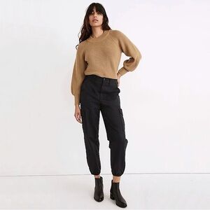 Madewell Cargo Jogger Slouchy Twill Cotton Utility Pant Almost Black 31